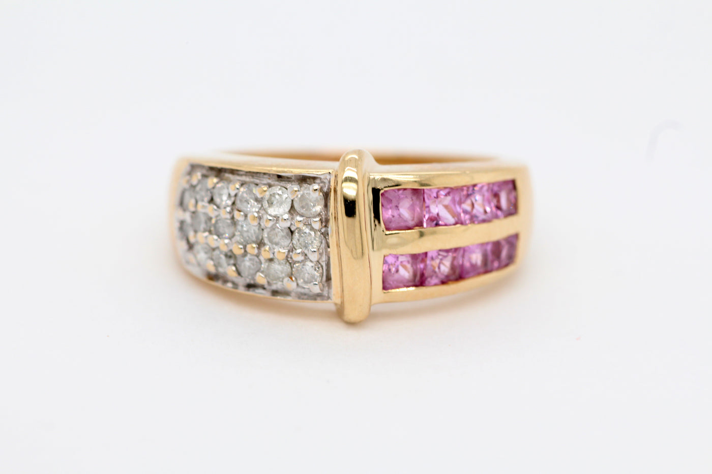 Estate 14KY .56 cttw pink sapphire and diamond ring, .30 CTTW
