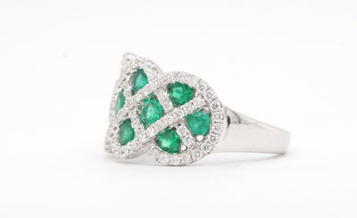 14KW 1.30 Cttw Emerald And Diamond Ring