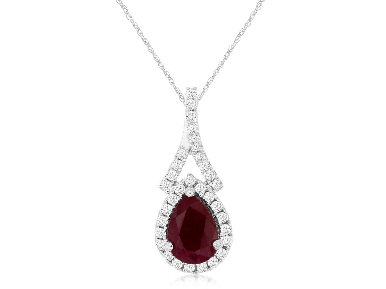 14KW .75 Ct Ruby and .15 Cttw Diamond Pendant