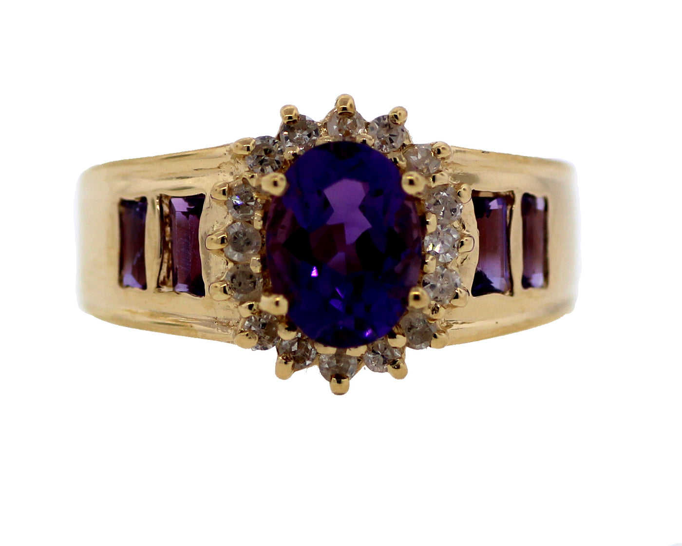 14KY Amethyst & Diamond Ring