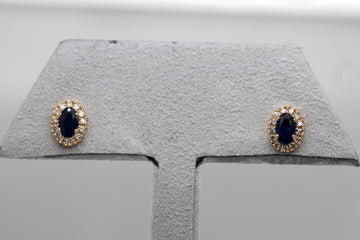 14KY .56 Cttw Sapphire and Diamond Earrings
