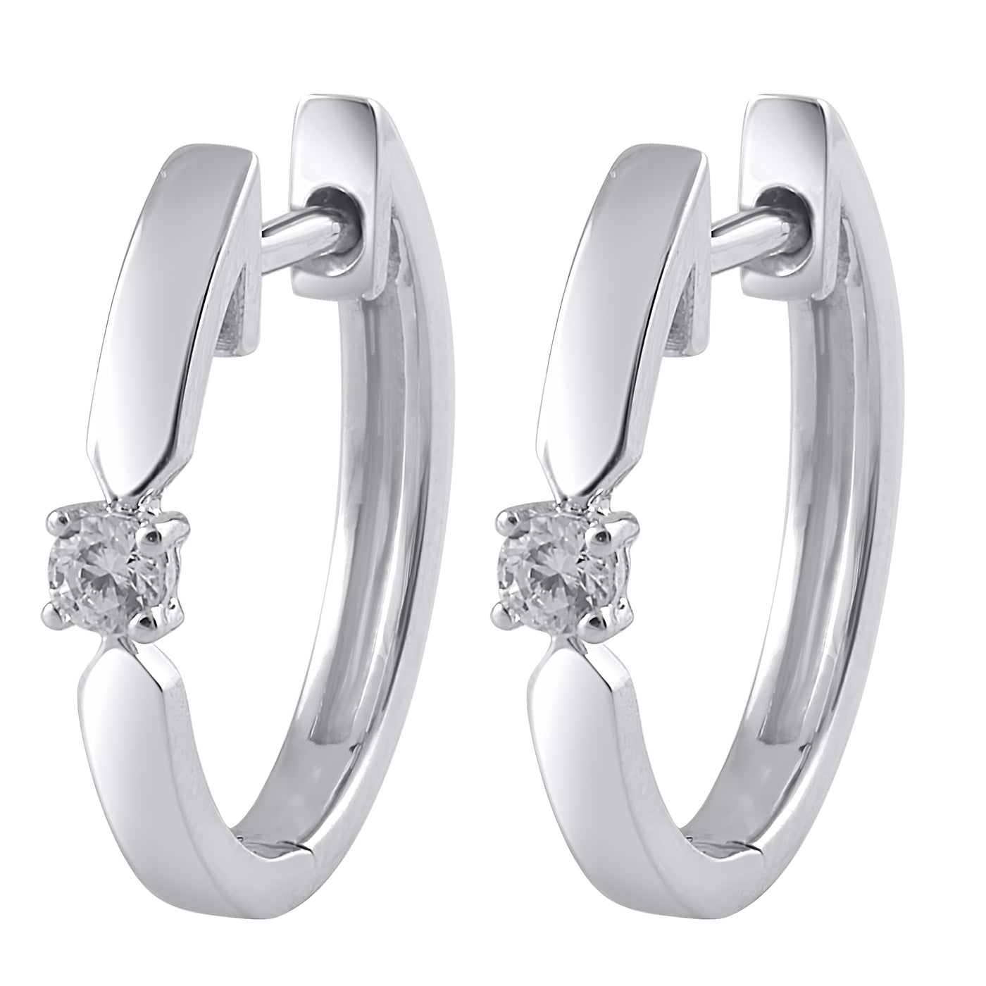 14KW .38 CTTW DIAMOND SMALL HOOP EARRINGS, I-I1
