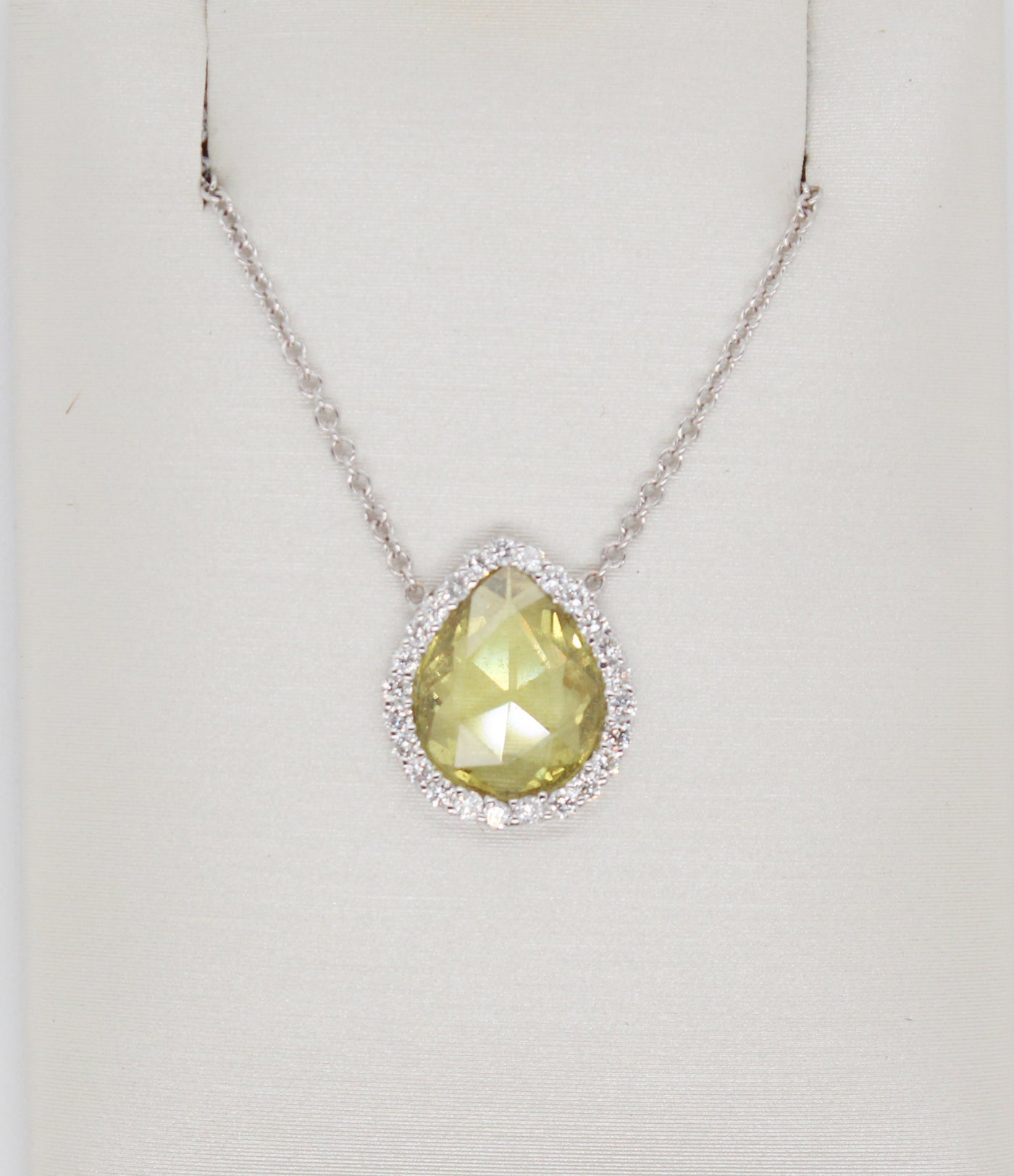18KW 2.00 Ct Yellow Sapphire and .15 Cttw Diamond Necklace