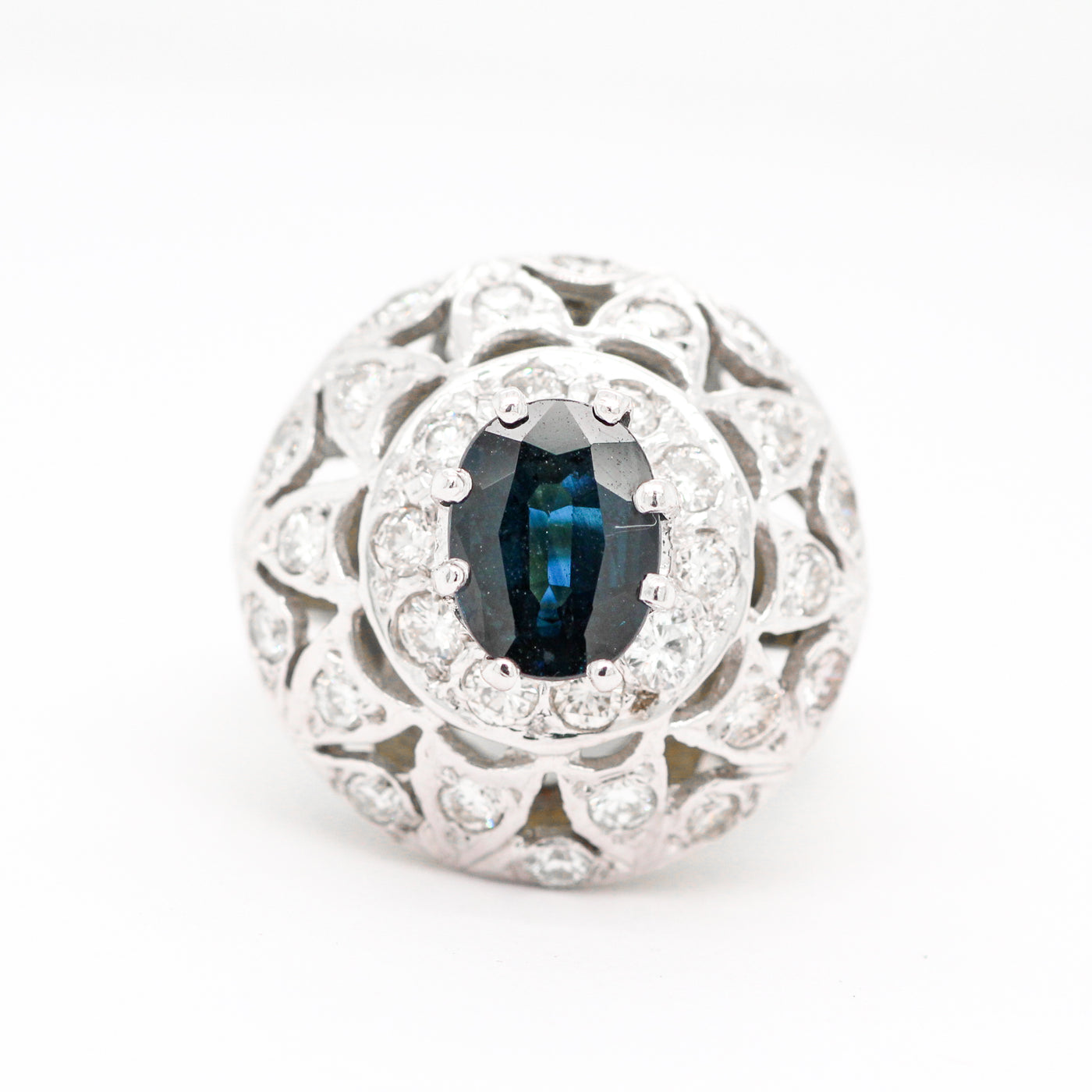 14KW 1.50 CT SAPPHIRE AND DIAMOND RING 1.00 CTTW I-SI1