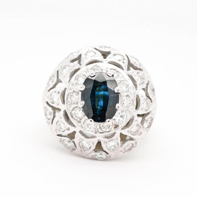 14KW 1.50 CT SAPPHIRE AND DIAMOND RING 1.00 CTTW I-SI1