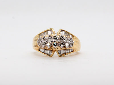 Estate 14KY 1.00 Cttw Baguette and Diamond Fashion Ring