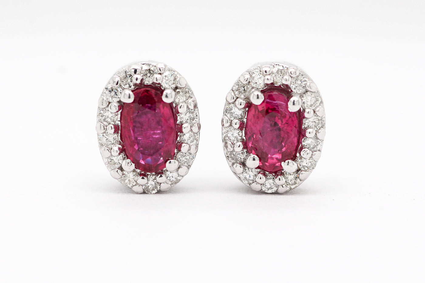 14KW .66 CTTW RUBY AND DIAMOND EARRINGS, .17 CTTW H-SI1