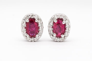 14KW .66 CTTW RUBY AND DIAMOND EARRINGS, .17 CTTW H-SI1
