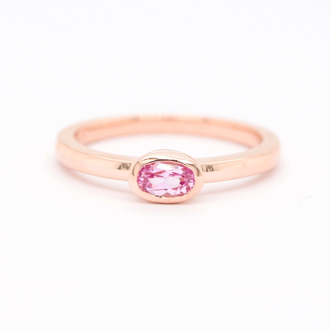 14KR .33 CT OVAL PINK SAPPHIRE RING