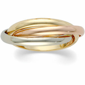 14K TRI COLOR ROLLING RING