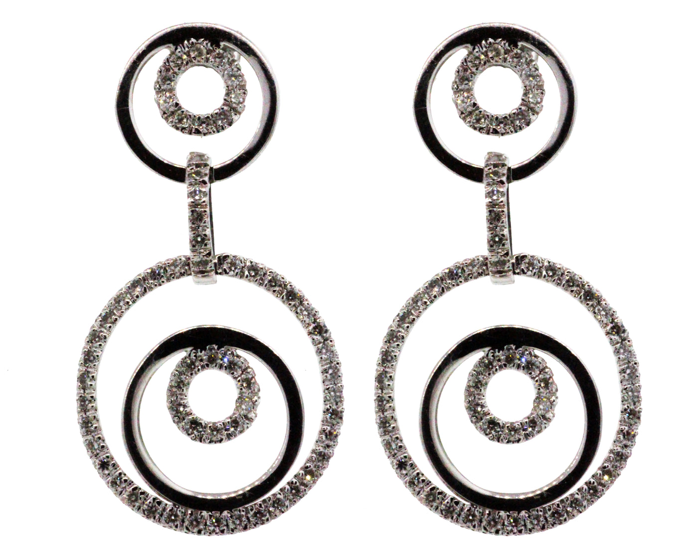14KW 1.70CTTW DIAMOND CIRCLE DANGLE EARRINGS