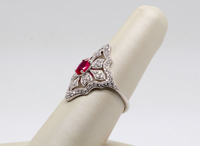 18KW .52 Cttw Ruby and Diamond Ring, .55 Cttw