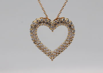 14KY 1.00 CTTW DIAMOND HEART PENDANT
