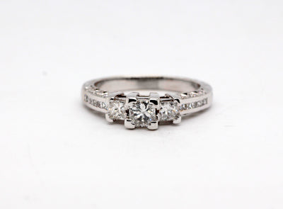 Estate 18KW 1.04 Cttw Diamond 3 Stone Style Ring