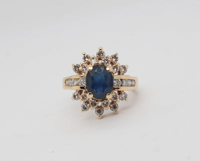Estate 14KY 2.20 Ct Oval Sapphire and 1.00 Cttw Diamond Ring