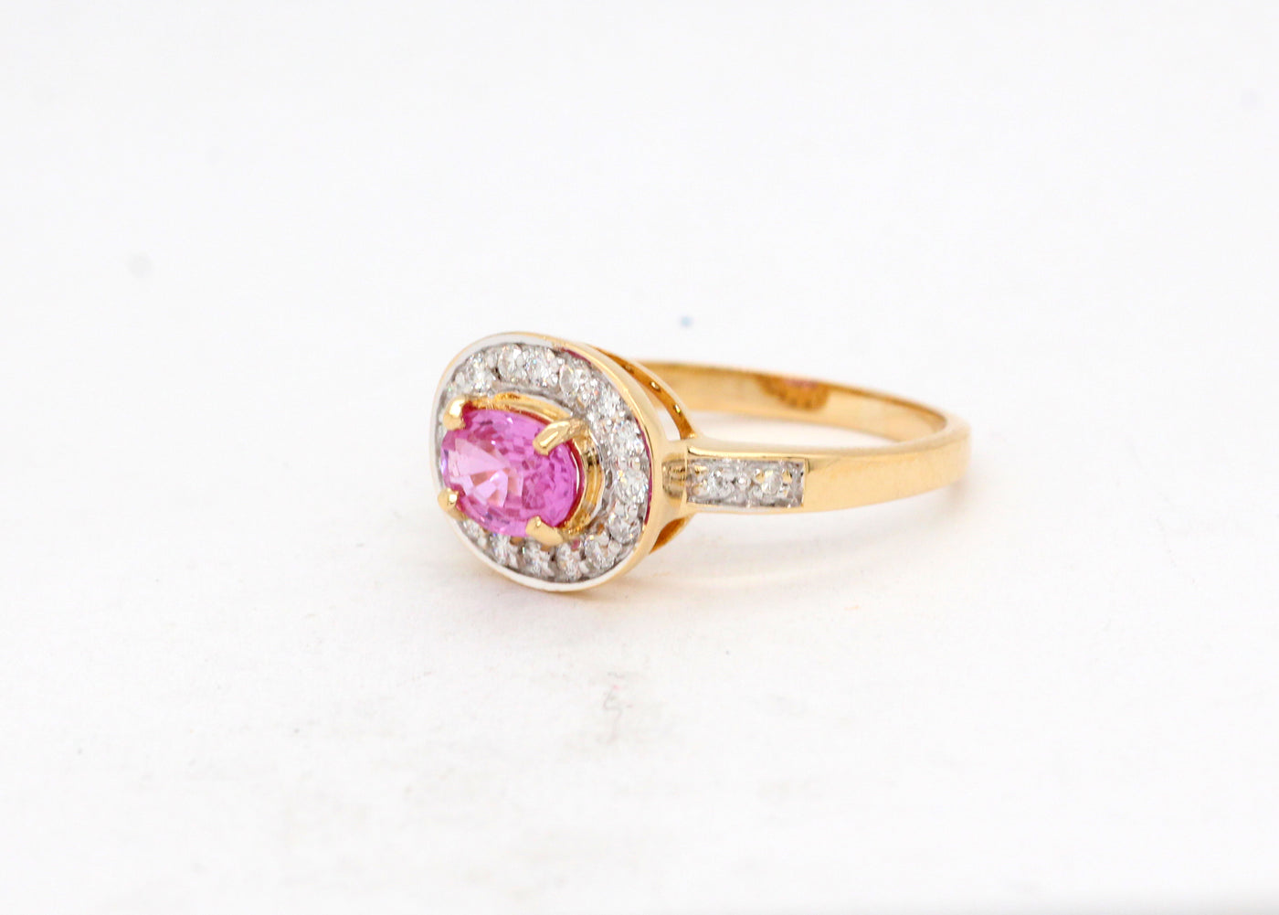 18KY Pink Tourmaline and Diamond Ring