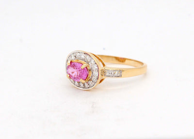 18KY Pink Tourmaline and Diamond Ring