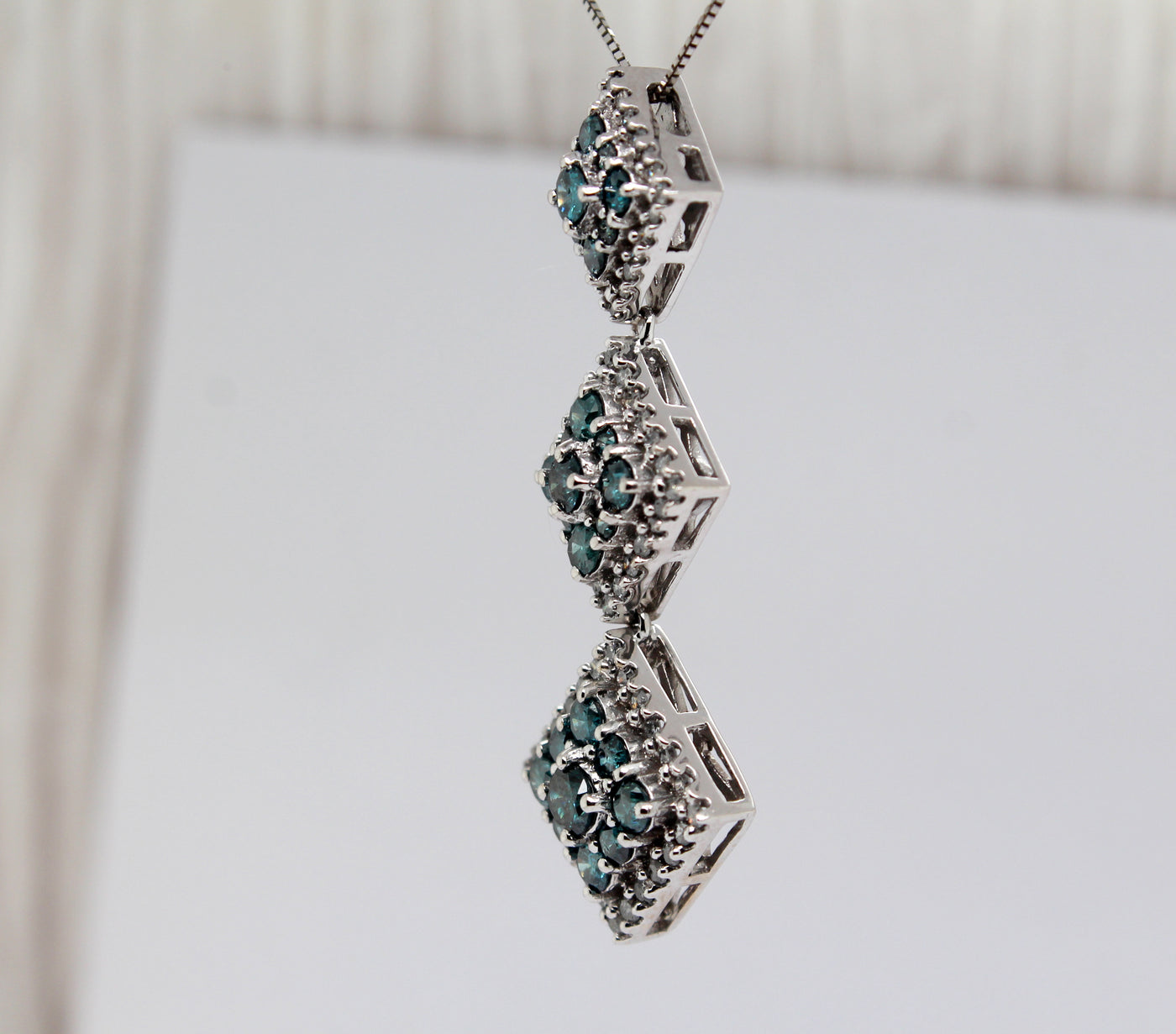 Estate 14KW 1.00 Cttw Blue Diamond and .25 Cttw Diamond Pendant H in C