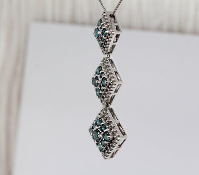 Estate 14KW 1.00 Cttw Blue Diamond and .25 Cttw Diamond Pendant H in C