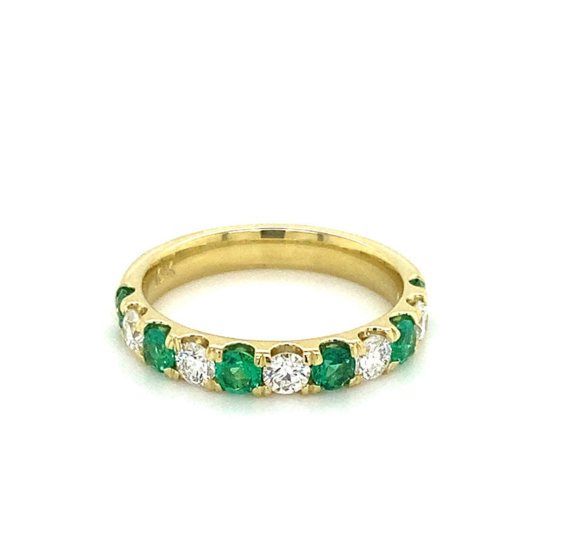18KY .40 Cttw Emerald and Diamond Ring with .35 Cttw in Diamonds
