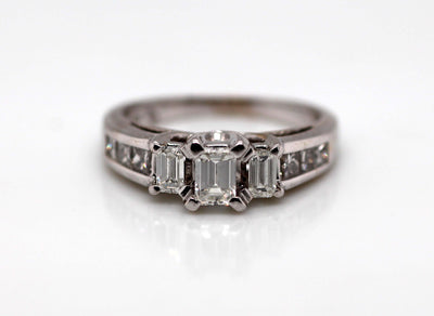 18KW .85 Cttw Diamond Three Stone Style Ring G-VS2 image