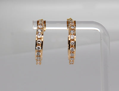 Estate 14KY 1.65 Cttw Diamond Hoop Earrings