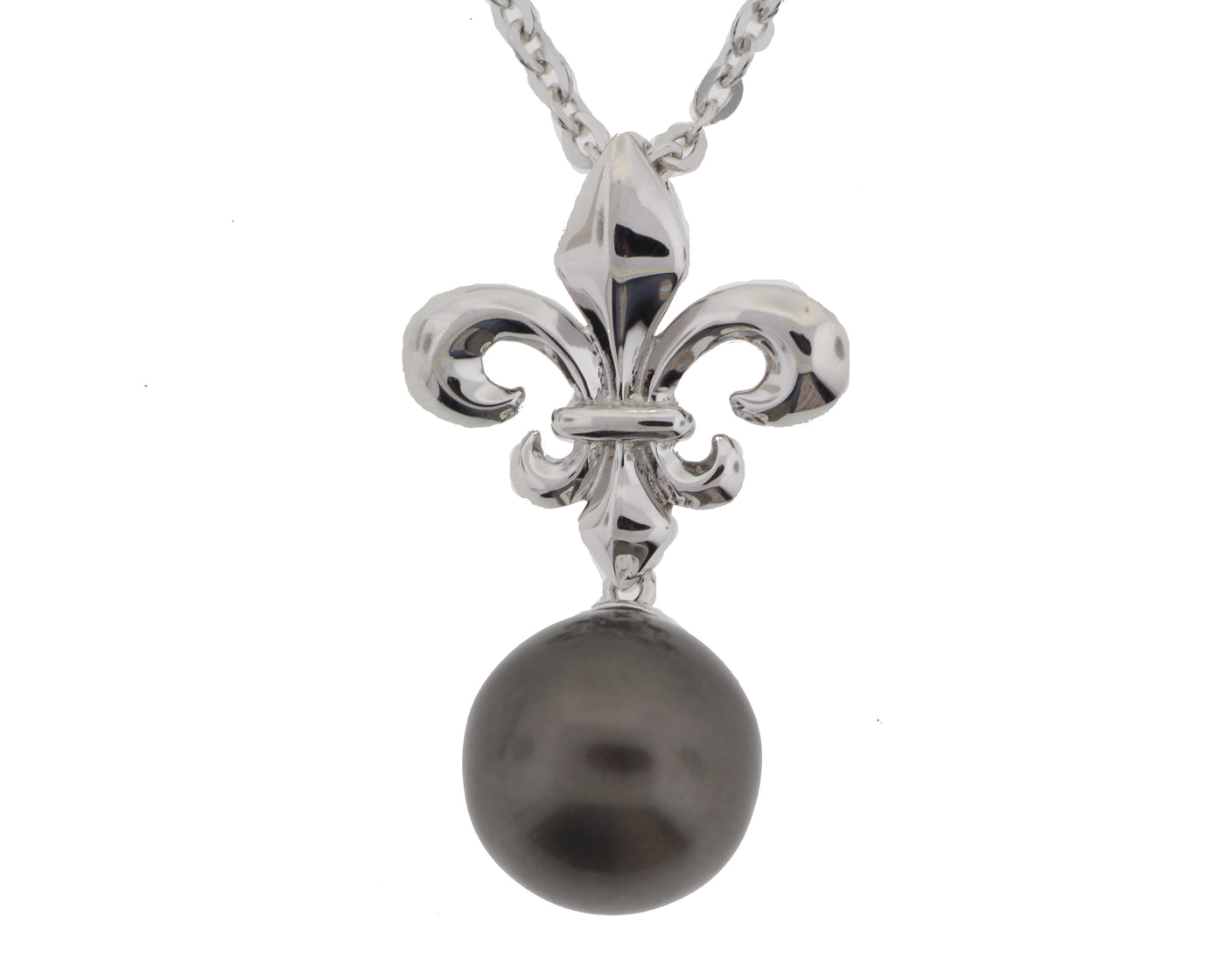 SS 9-10.0MM TAHITIAN DROP FLEUR DE LIS 17"+1