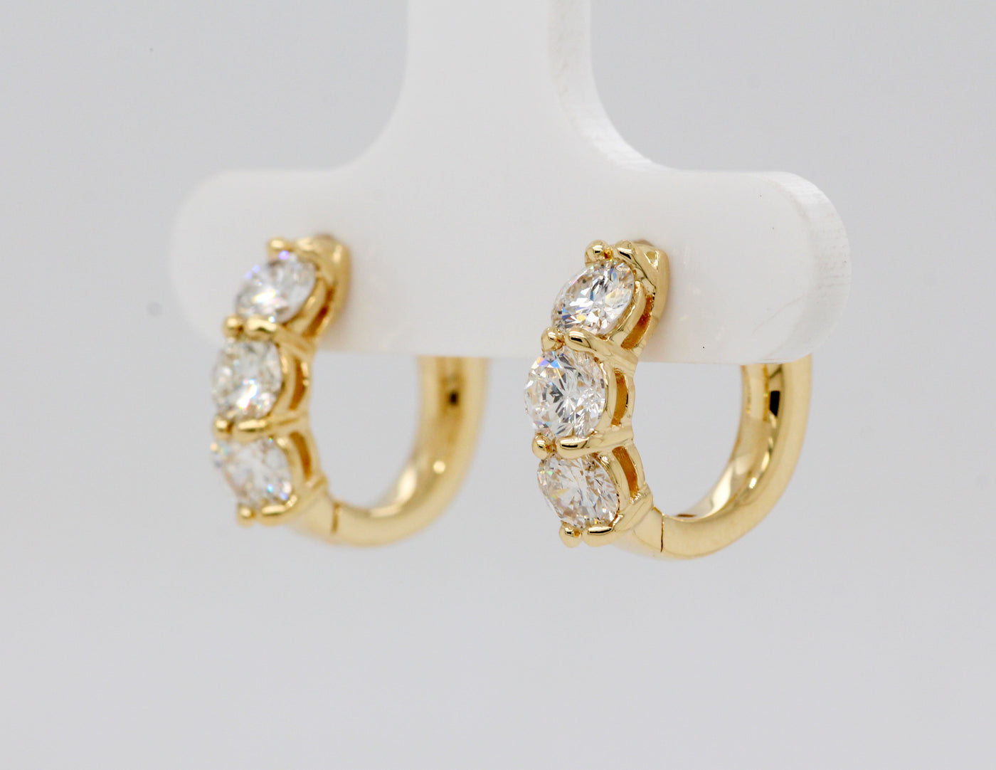 14KY 1.34 Cttw Diamond Small Hoop Earrings