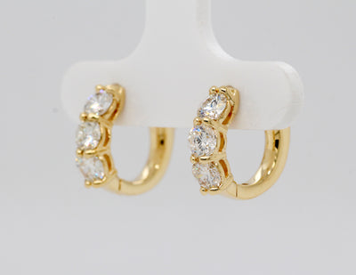 14KY 1.34 Cttw Diamond Small Hoop Earrings