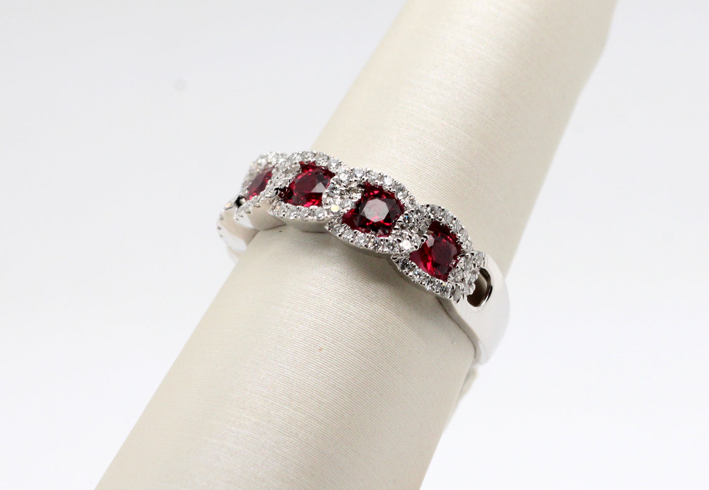 18KW .70 Cttw Ruby and Diamond Ring, .32 Cttw