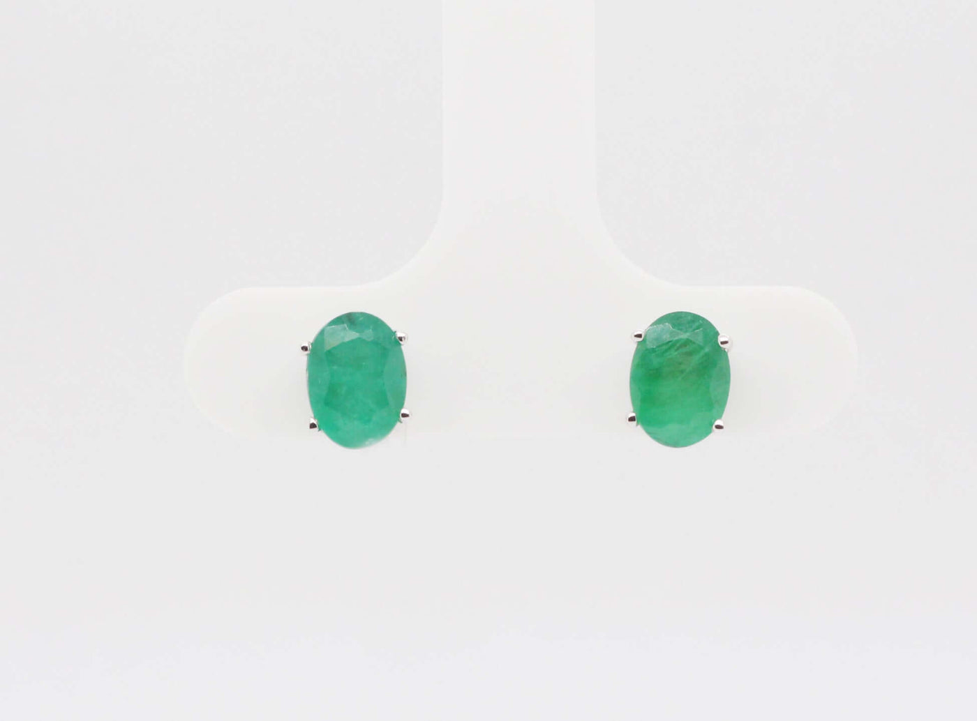14KW 1.50 Cttw Emerald and Diamond Stud Earrings image