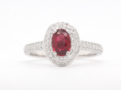 14KW .66 Ct Ruby And Diamond Ring .45 Cttw