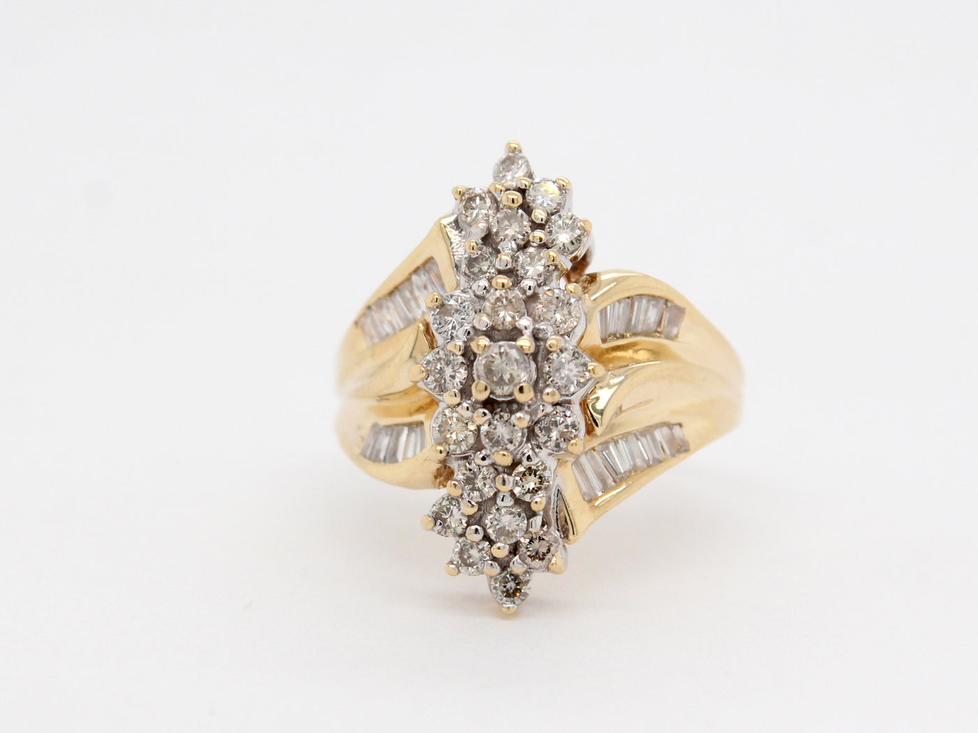 Estate 14KY 1.00 Cttw Diamond Waterfall Ring