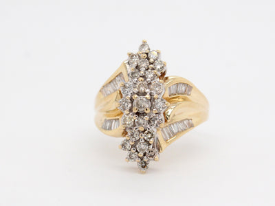 Estate 14KY 1.00 Cttw Diamond Waterfall Ring