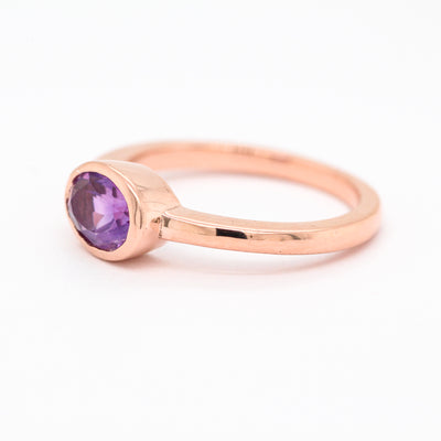 14KR Amethyst Bezel Set Ring