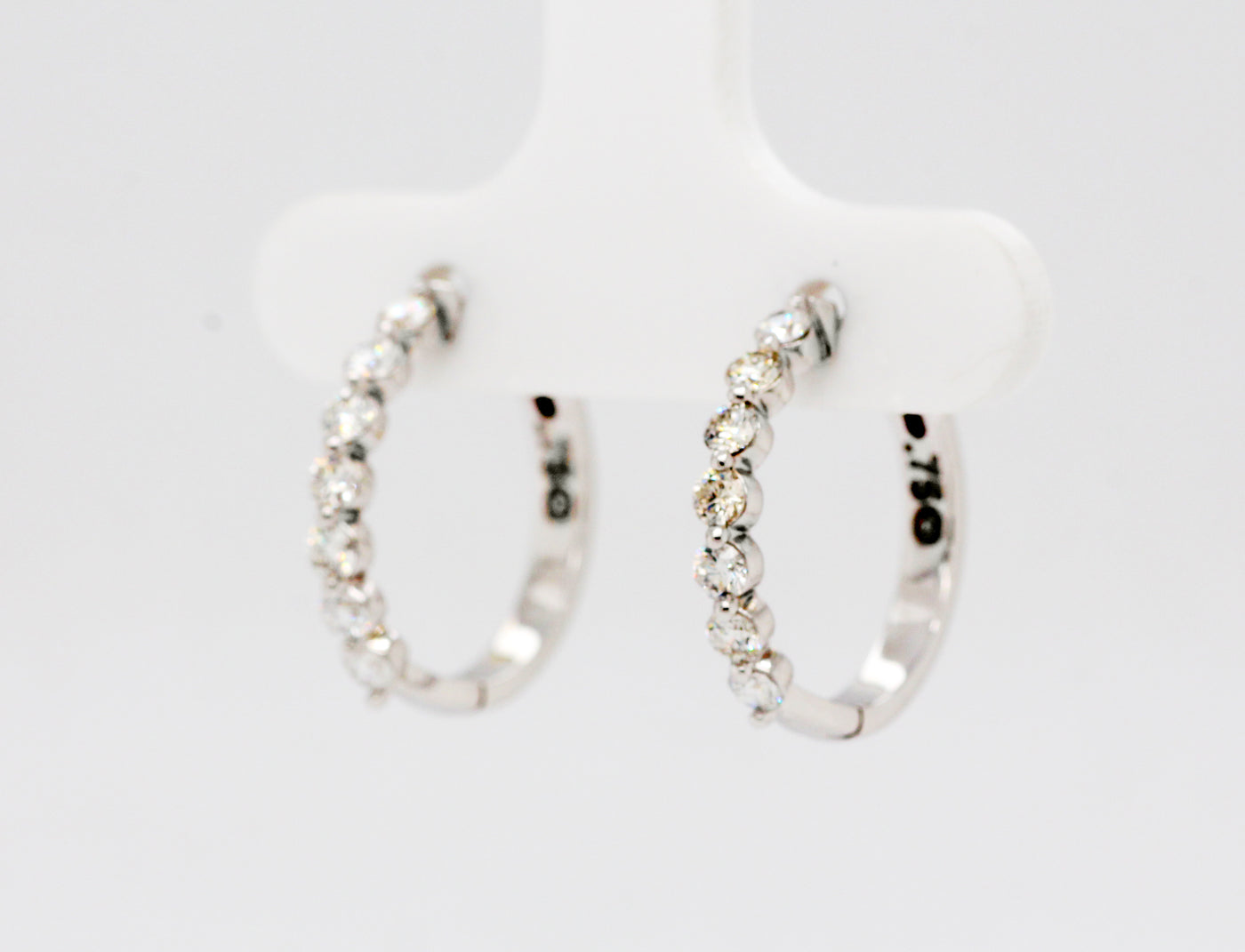 14KW .70 Cttw Diamond Small Hoop Earrings