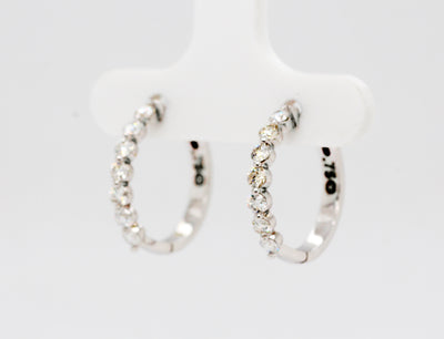 14KW .70 Cttw Diamond Small Hoop Earrings
