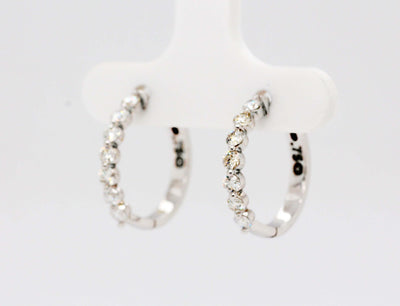 14KW .70 Cttw Diamond Small Hoop Earrings image