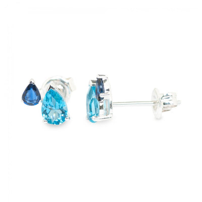14KW 1.05 Cttw Blue Topaz and .27 Cttw Sapphire Earrings