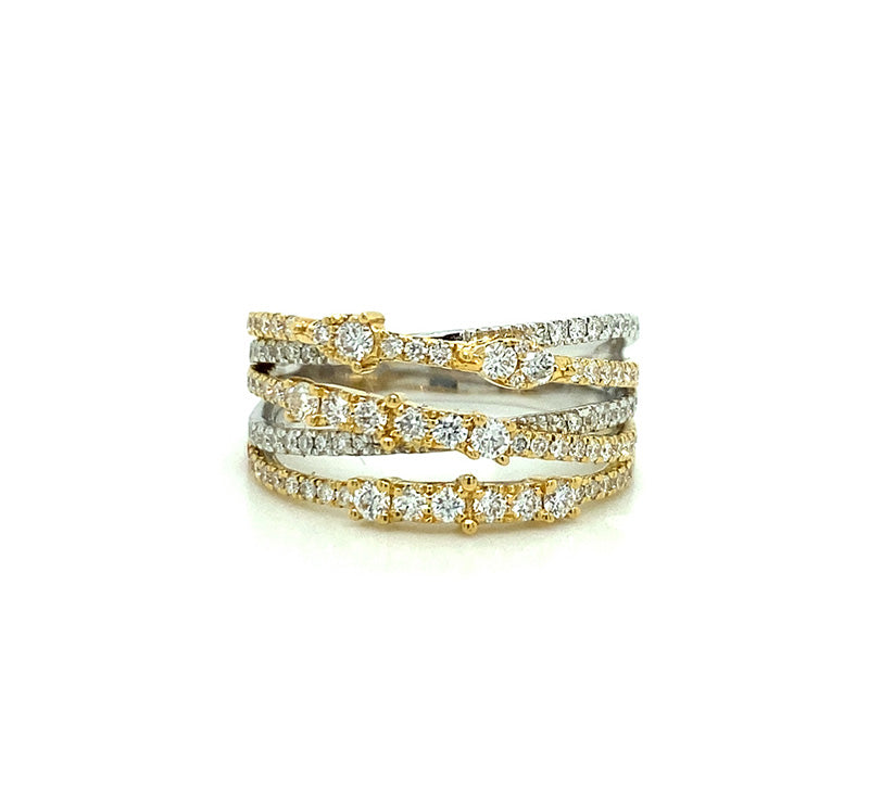 18KTT 5 Row Stacked Diamond Fashion Ring