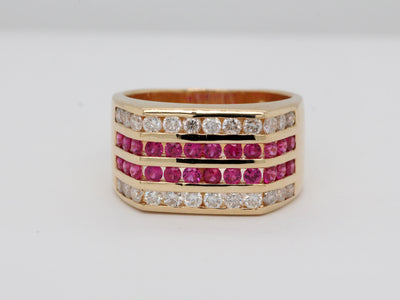 14KY 1.20 Cttw Ruby and 1.00 Cttw Diamond Gents Ring H in Color and SI