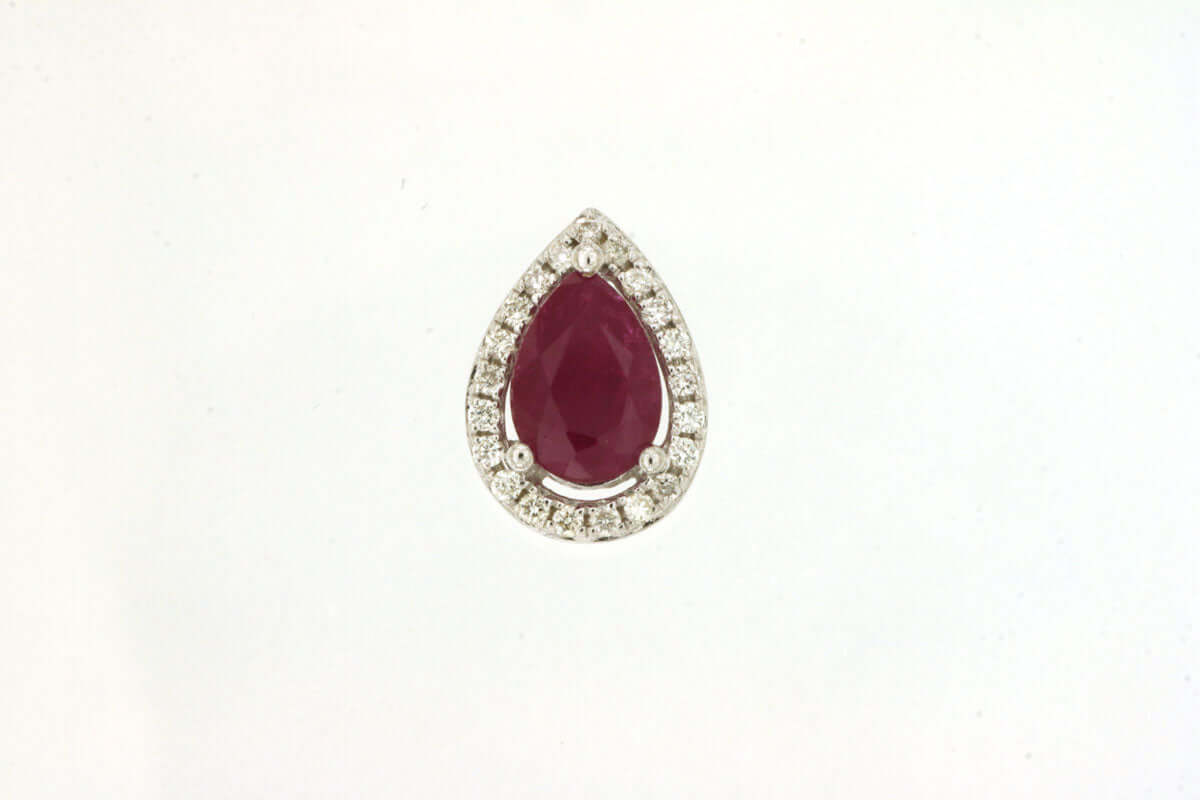 14KW .90 CTTW RUBY AND EARRINGS, .12 CTTW G-SI1 image