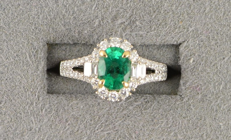 18KTT Emerald and Diamond Ring