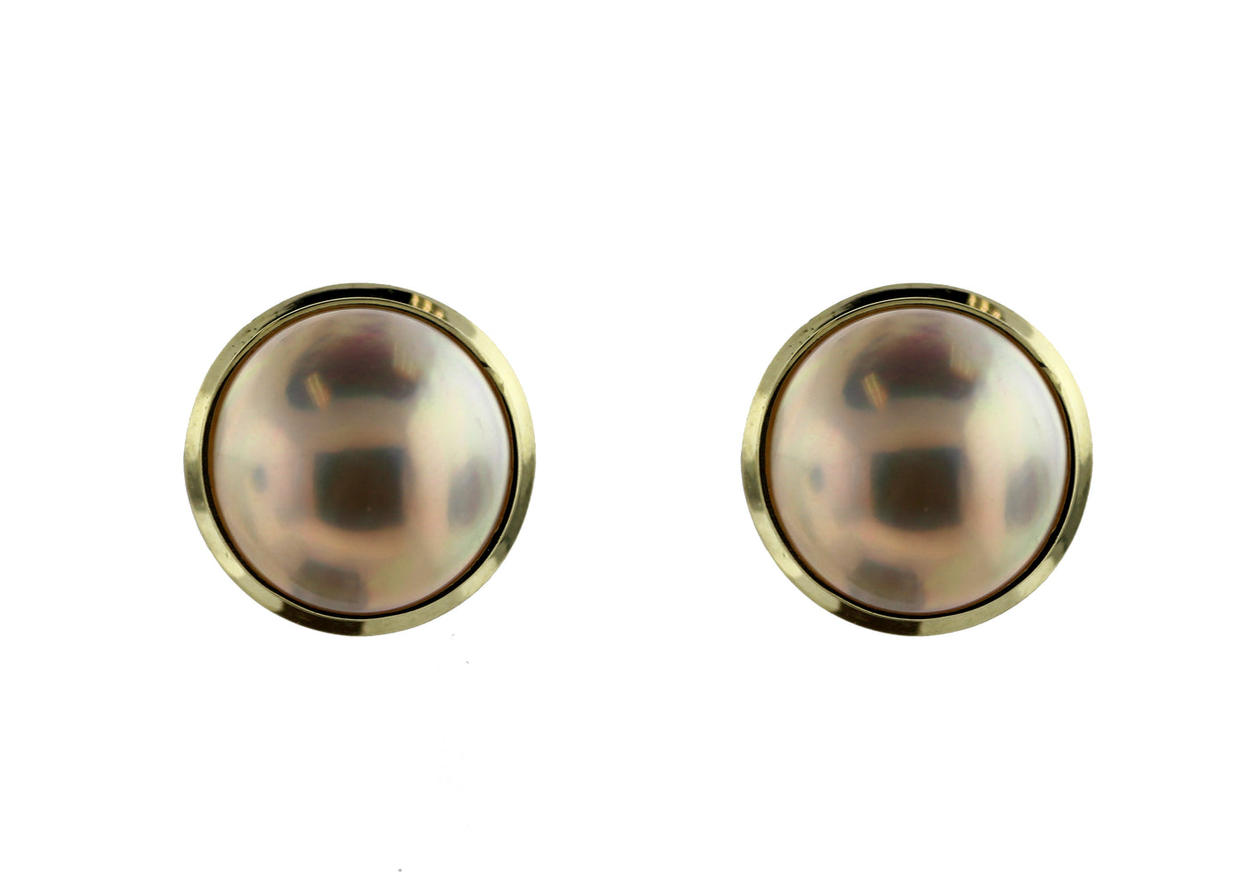 14KY 15 MM MABE PEARL EARRINGS