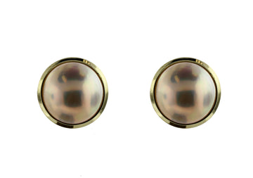 14KY 15 MM MABE PEARL EARRINGS