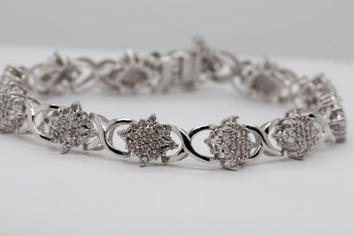 Estate 10KY 7" 2.00 Cttw Diamond Bracelet J in Color and I1 in Clarity