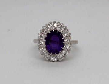 Estate 14KW 2.20 Ct Amethyst and .77 Cttw Diamond Ring