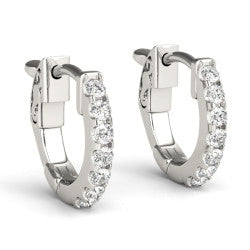 14KW .33 Cttw Diamond Small Hoop Earrings