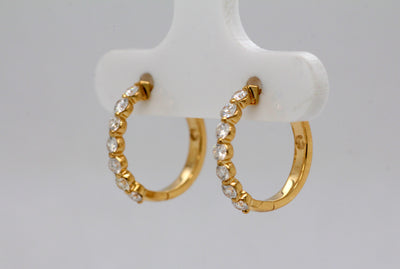 14KY .46 Cttw Diamond Small Hoop Earrings