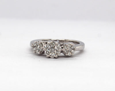 Estate 14KW .50 Cttw Diamond Cluster 3 stone style Ring